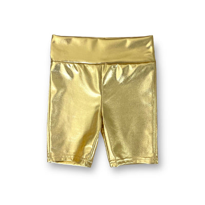 Best Day Ever Kids Baby & Toddler Bottoms Shiny Biker Short - Gold buy online boutique kids clothing