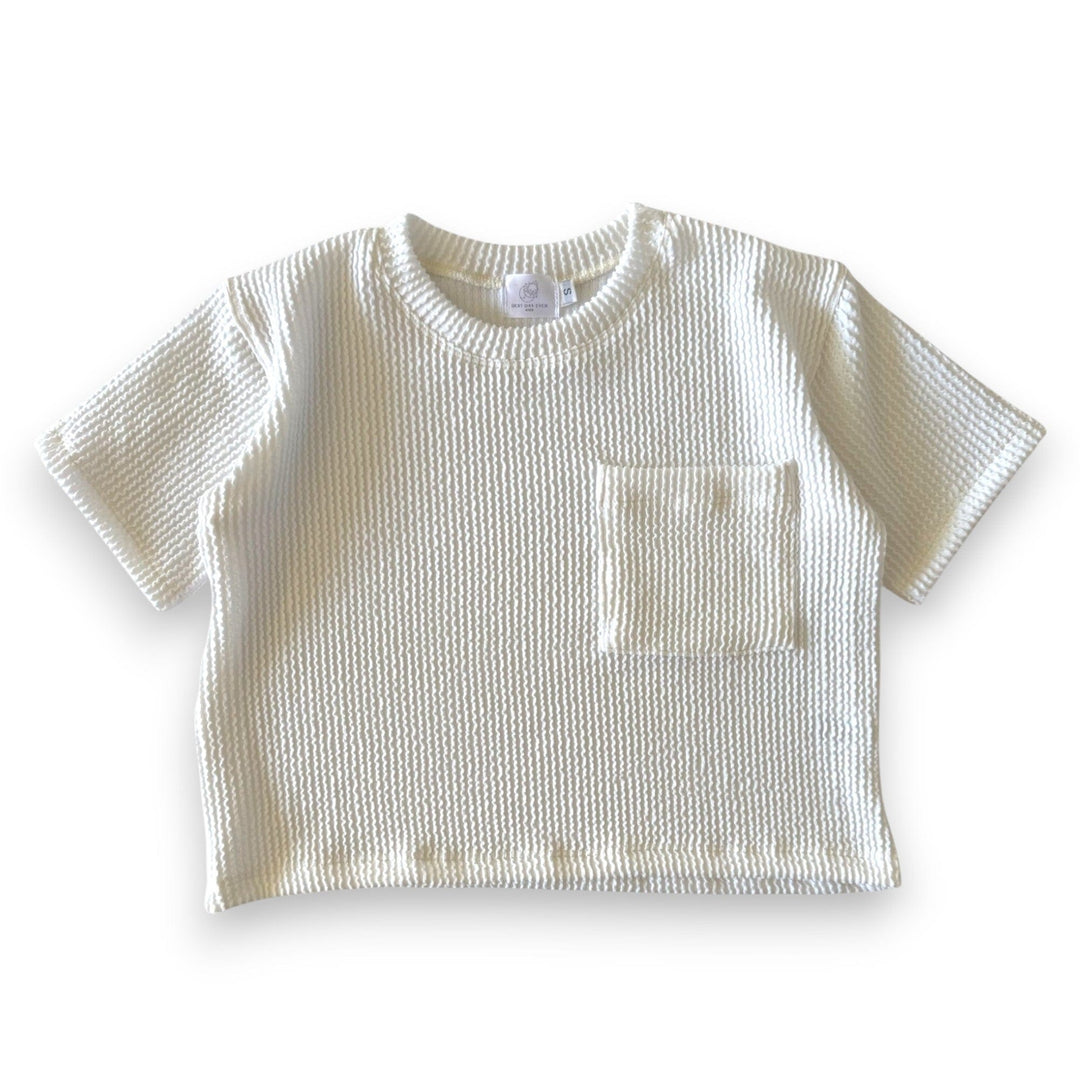 Best Day Ever Kids Baby & Toddler Tops Wavy Rib Oversized Tee - Cloud buy online boutique kids clothing