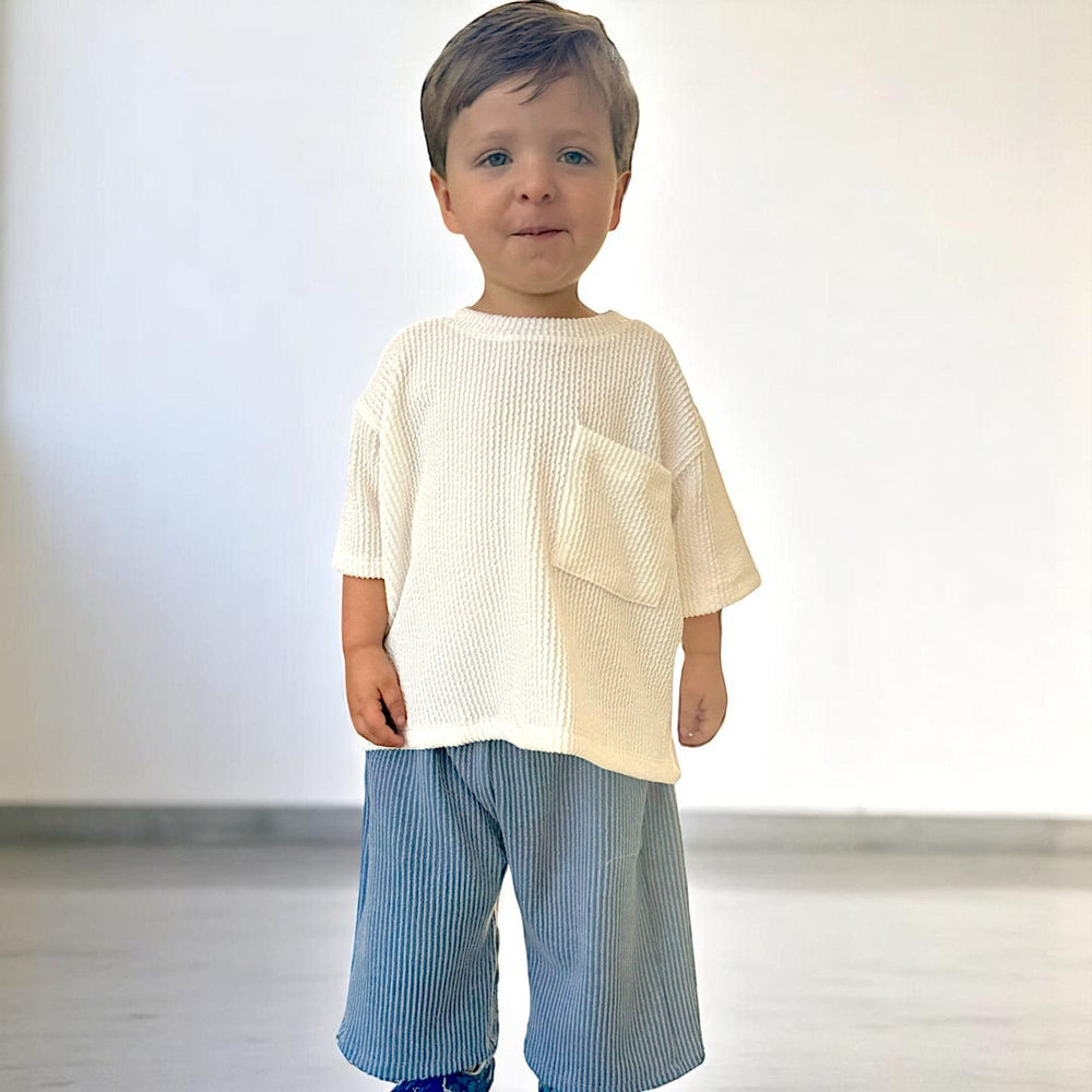 Best Day Ever Kids Baby & Toddler Tops Wavy Rib Oversized Tee - Cloud buy online boutique kids clothing