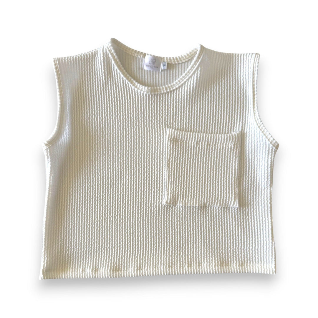 Best Day Ever Kids Baby & Toddler Tops Wavy Rib Tank - Cloud buy online boutique kids clothing
