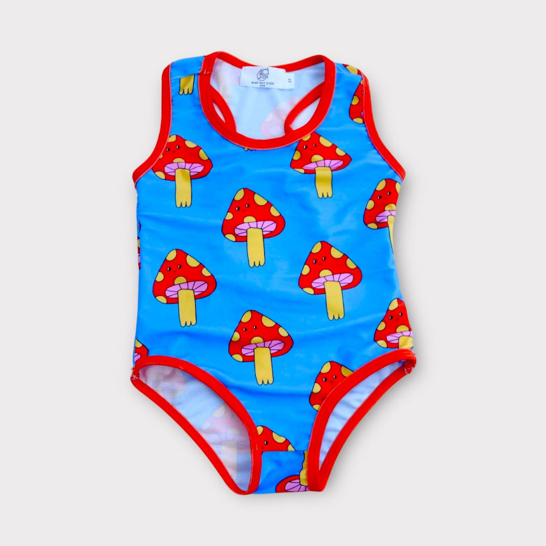 Best Day Ever Kids swimsuit Mellow Mushroom Racerback Swimsuit buy online boutique kids clothing