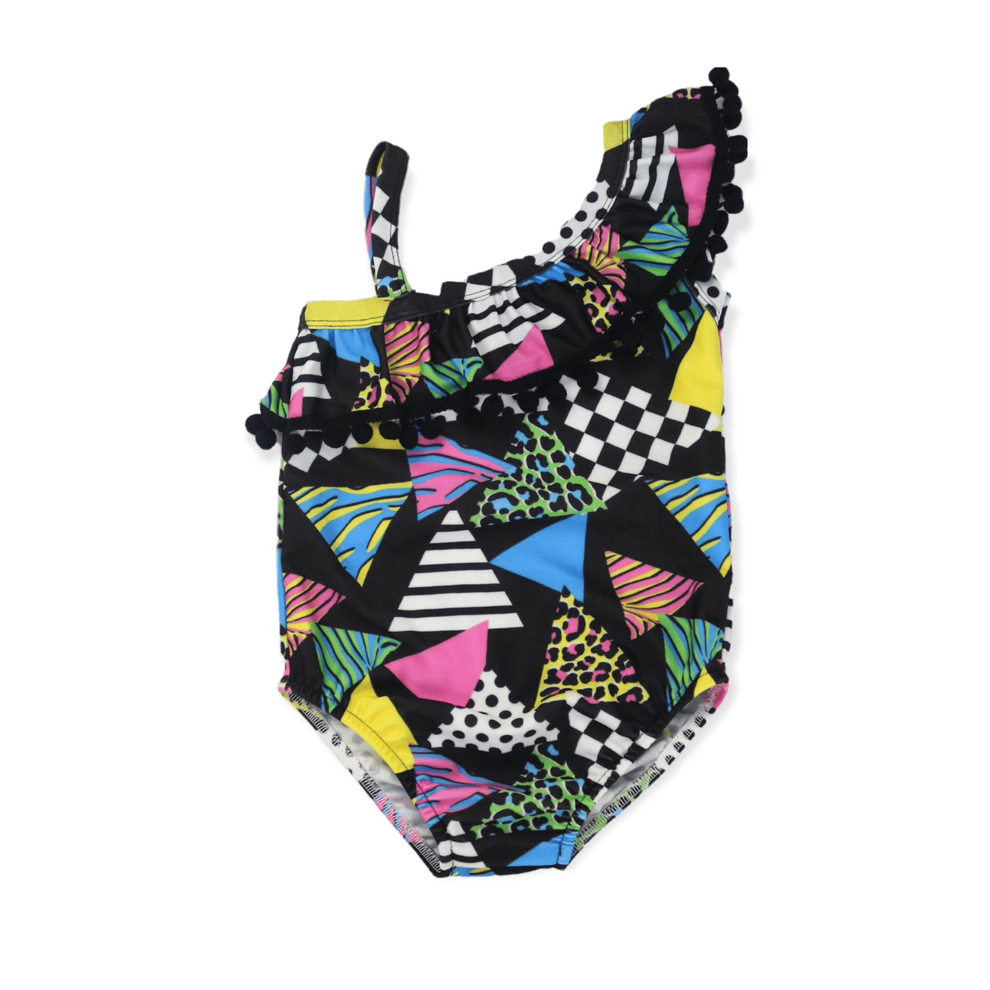 Toddler Girl Crystal 80 s Swimsuit Totally Rad One Shoulder