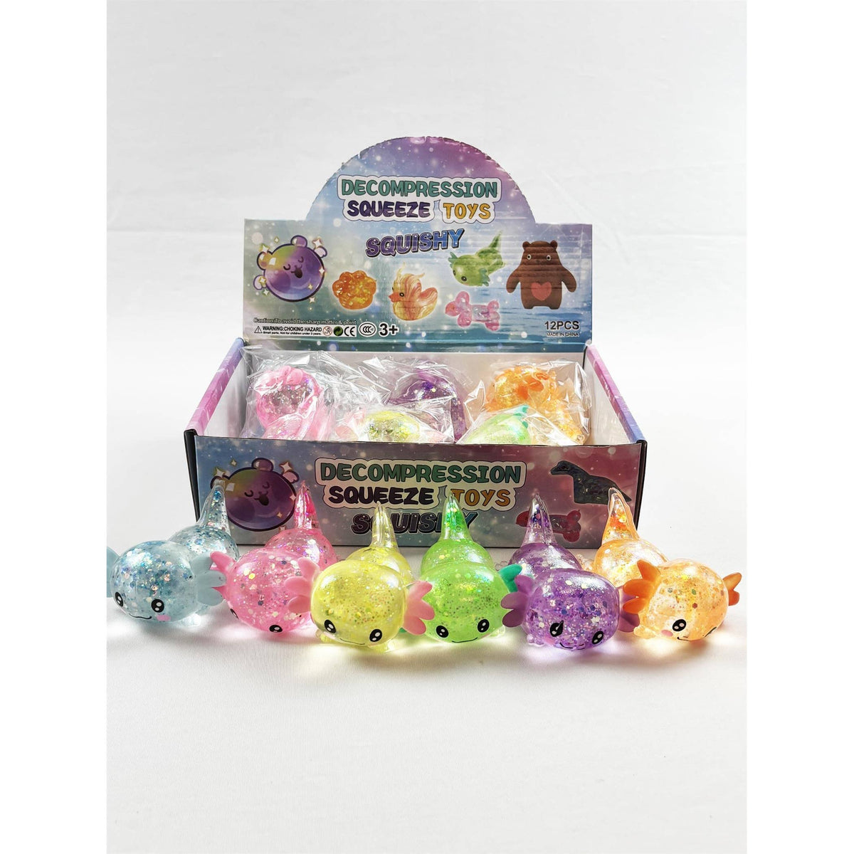 Glitter Axolotl Squishy Toy