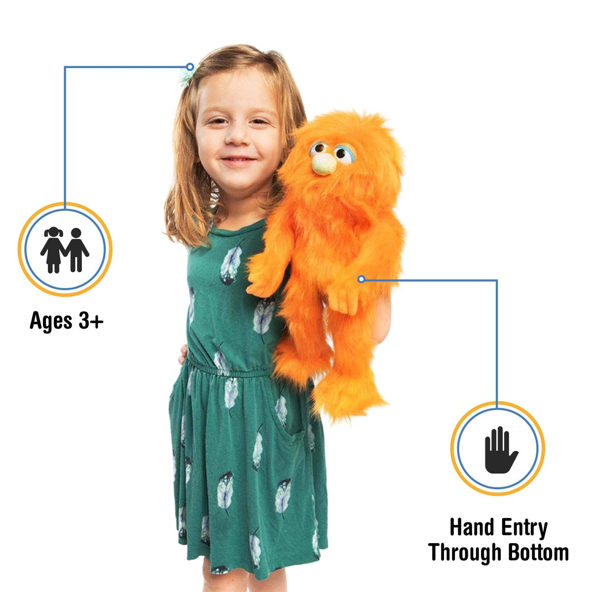 Monster Hand Puppet - Orange (14")