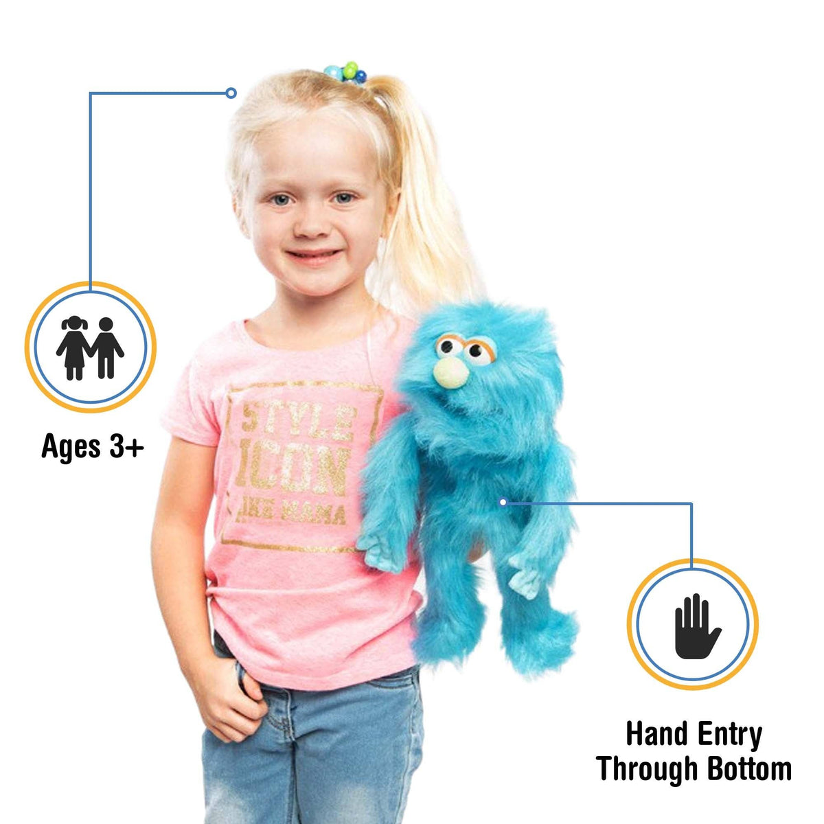 Monster Hand Puppet - Blue (14")