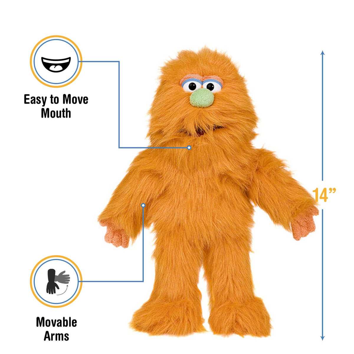 Monster Hand Puppet - Orange (14")
