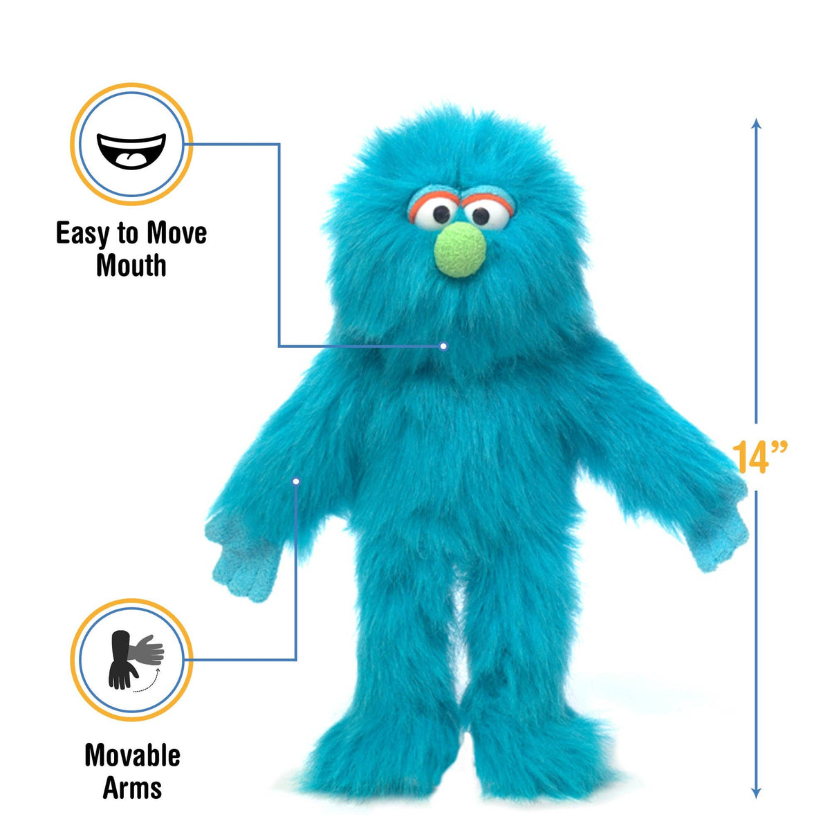 Monster Hand Puppet - Blue (14")