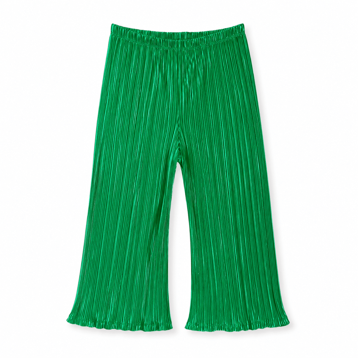 Awesome Sauce Pant in Electric Emerald plissé, laid flat