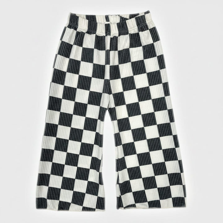 Best Day Ever Kids Baby & Toddler Bottoms Checked Out Wide Leg Pant buy online boutique kids clothing