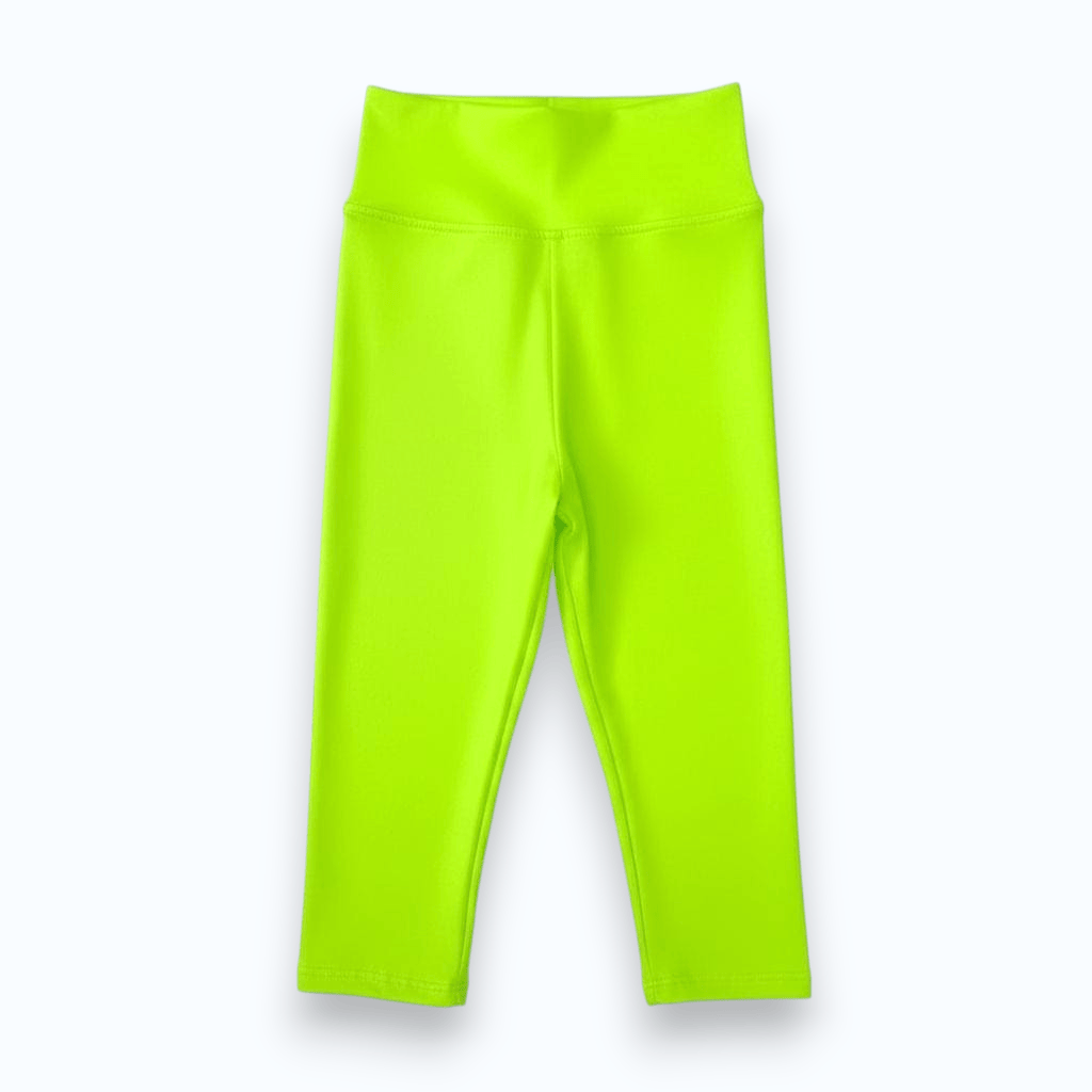 Electric Lime Foil Legging, neon lime, laid flat