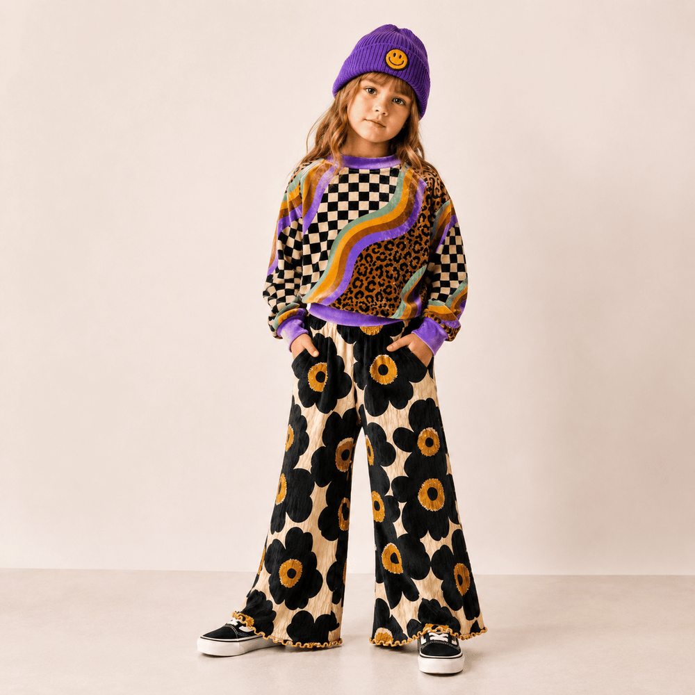 Best Day Ever Kids Baby & Toddler Bottoms Midnight Bloom Wide Leg Pant buy online boutique kids clothing
