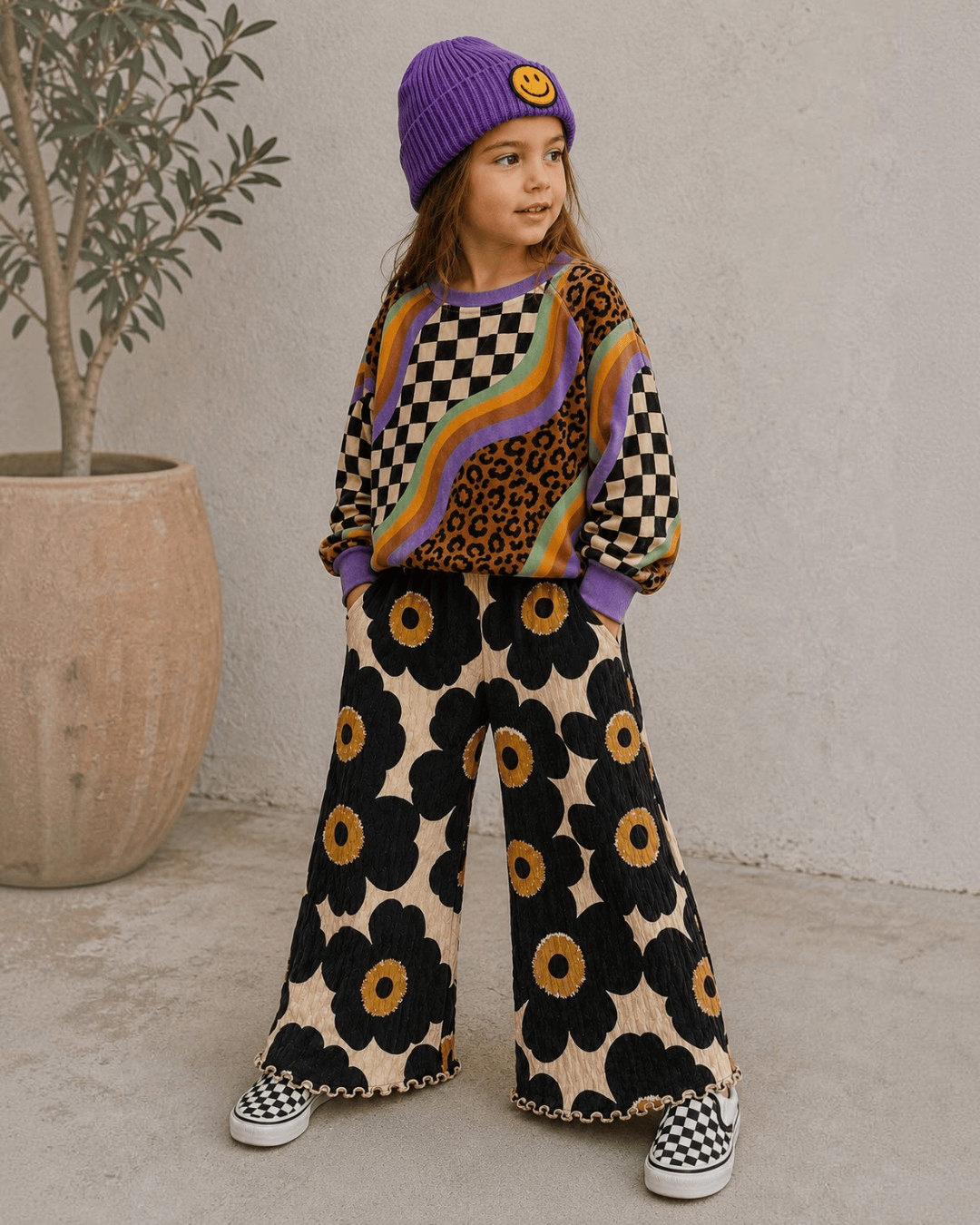 Best Day Ever Kids Baby & Toddler Bottoms Midnight Bloom Wide Leg Pant buy online boutique kids clothing