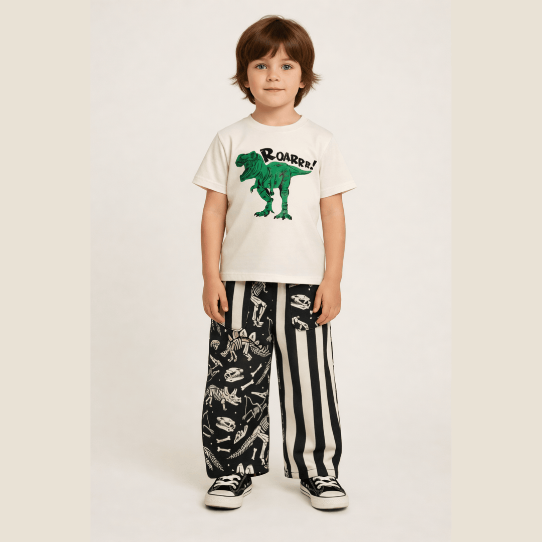 Best Day Ever Kids Baby & Toddler Bottoms Mixed Up Baggy Pant - Bone Yard buy online boutique kids clothing