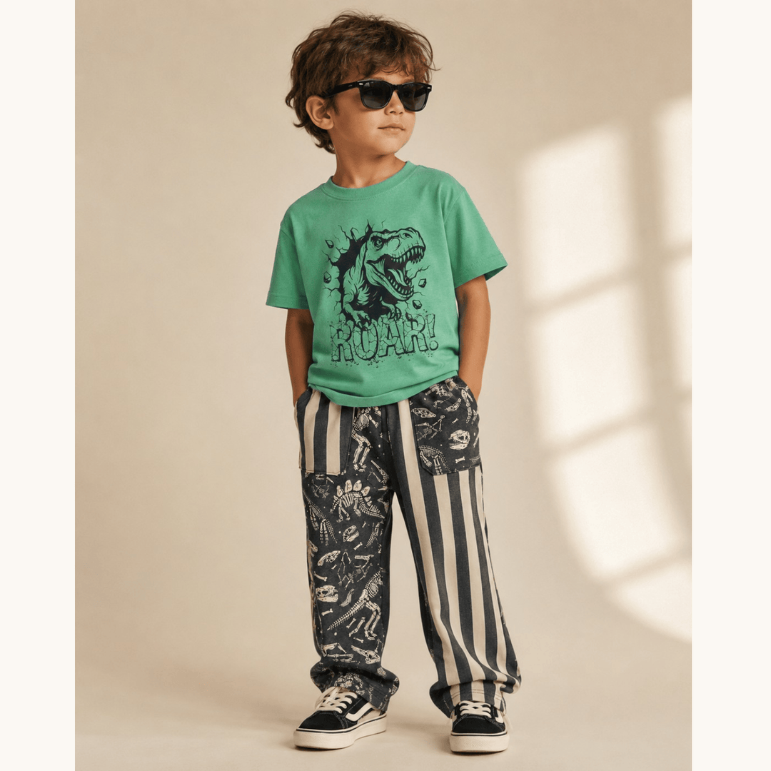 Best Day Ever Kids Baby & Toddler Bottoms Mixed Up Baggy Pant - Bone Yard buy online boutique kids clothing