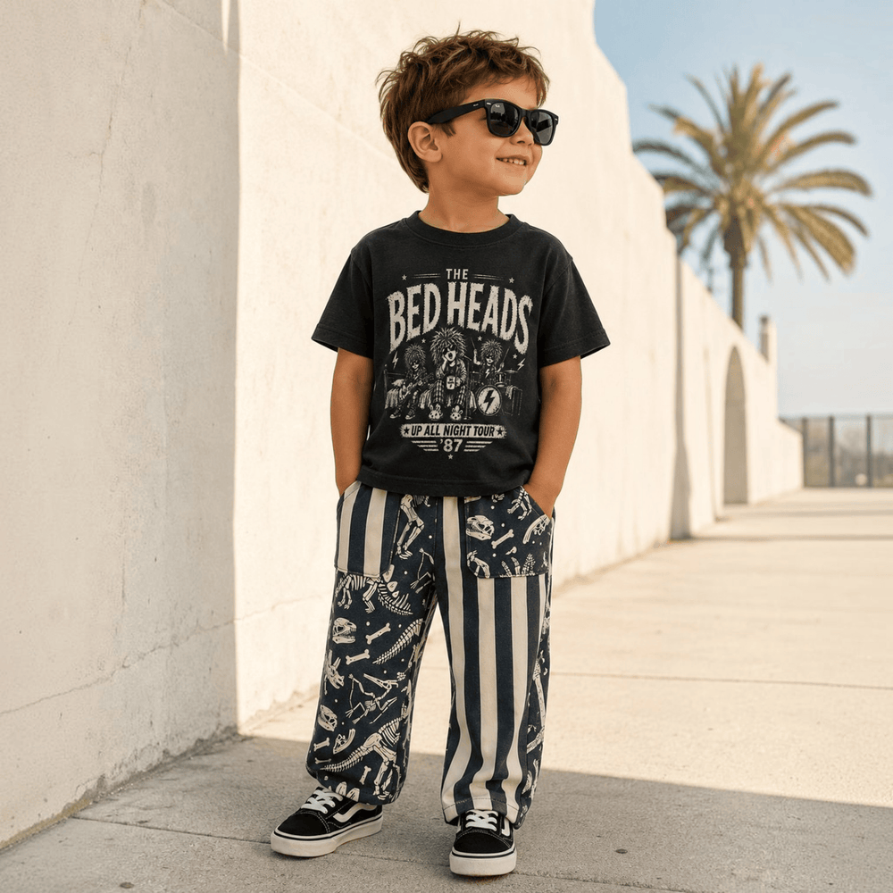Best Day Ever Kids Baby & Toddler Bottoms Mixed Up Baggy Pant - Bone Yard buy online boutique kids clothing