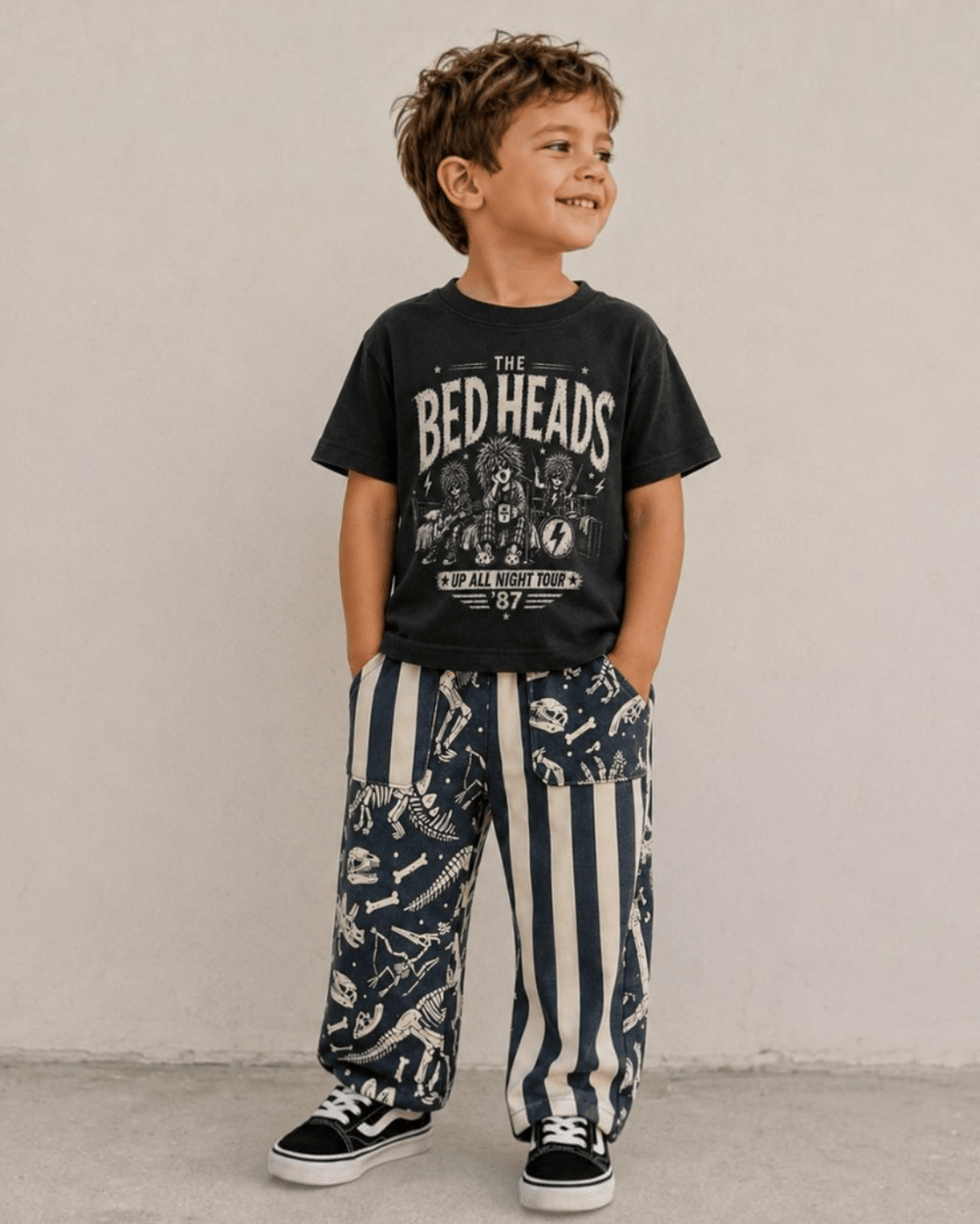 Best Day Ever Kids Baby & Toddler Bottoms Mixed Up Baggy Pant - Bone Yard buy online boutique kids clothing