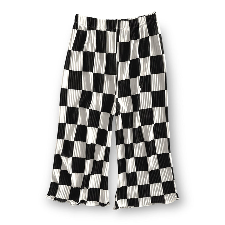 Best Day Ever Kids Baby & Toddler Bottoms Plisse Wide Leg Pant - Checked Out buy online boutique kids clothing