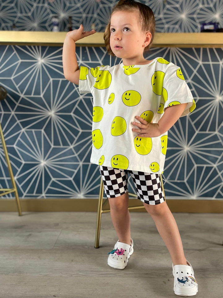 Best Day Ever Kids Baby & Toddler Bottoms Signature Biker Short - Checked Out buy online boutique kids clothing