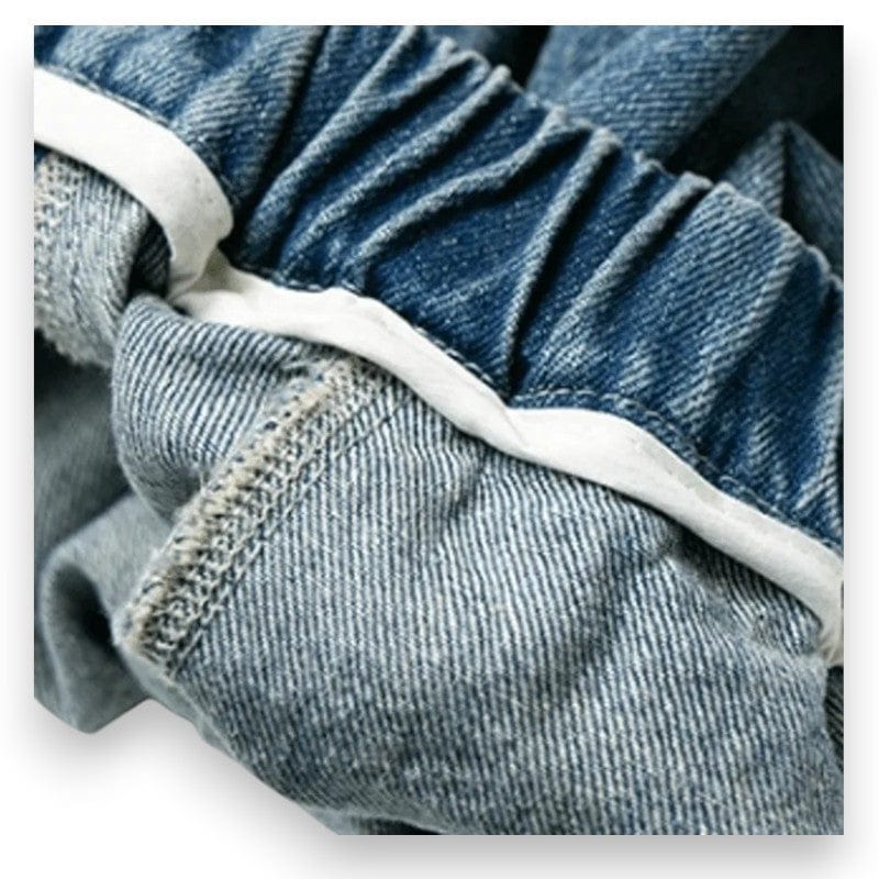 Close-up of the Denim Jogger's elastic waistband