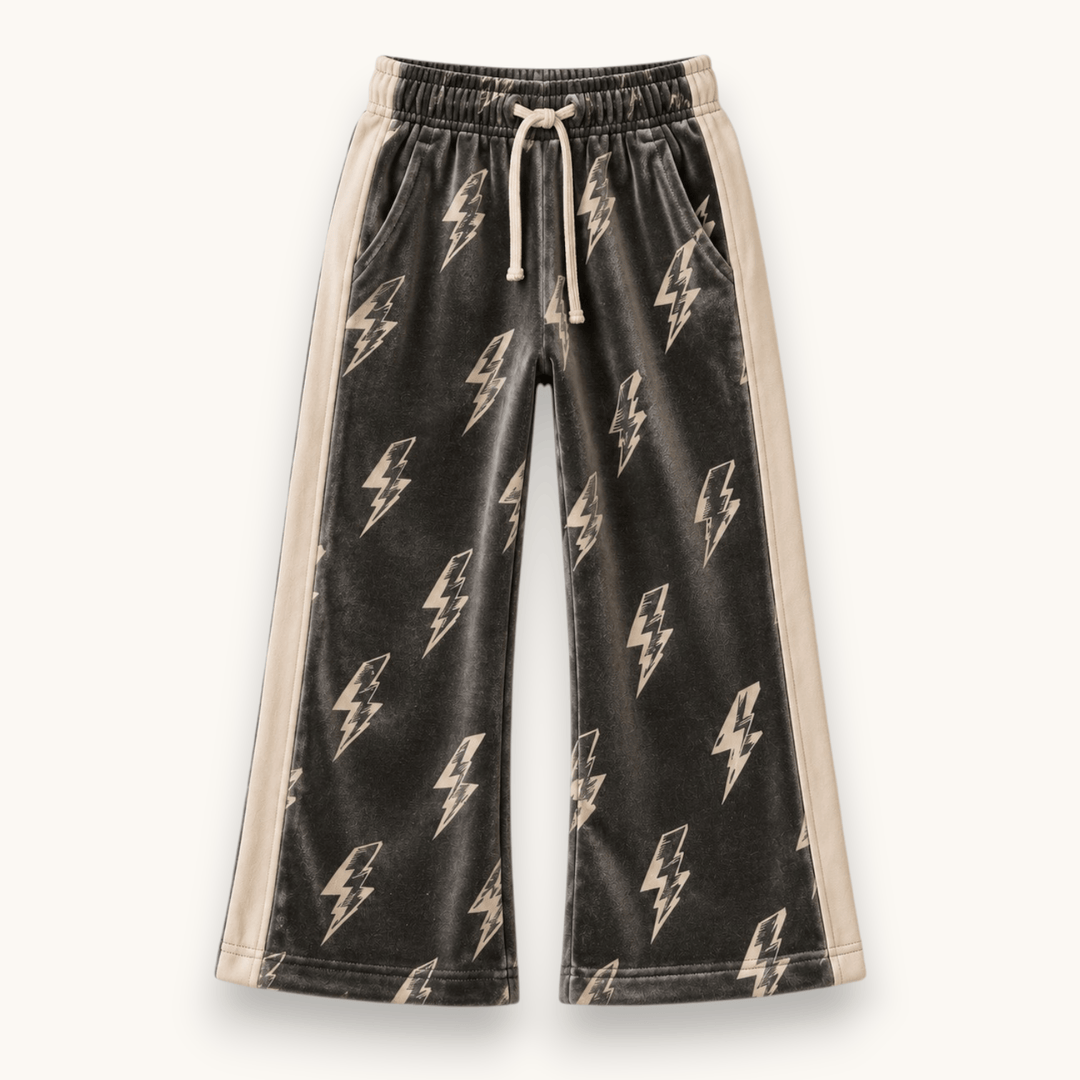 Best Day Ever Kids Baby & Toddler Bottoms Thunderbolt Velvet Retro Sweat Pant buy online boutique kids clothing