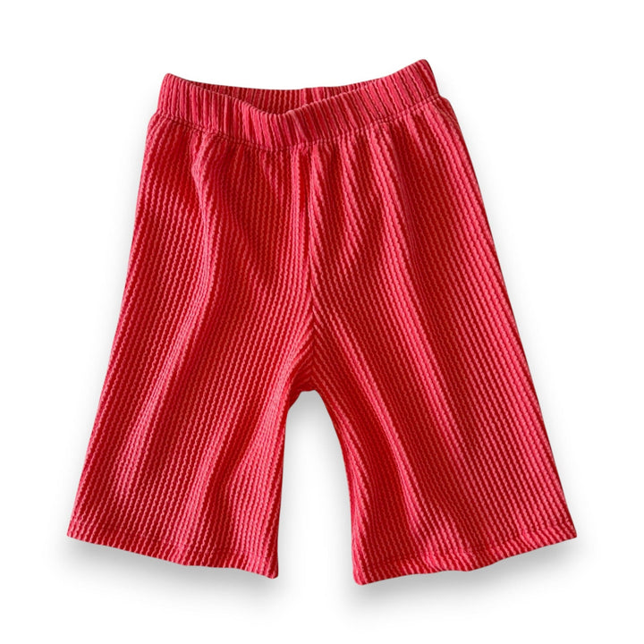 Best Day Ever Kids Baby & Toddler Bottoms Wavy Rib Wide Leg Cropped Pant - Fruit Punch buy online boutique kids clothing
