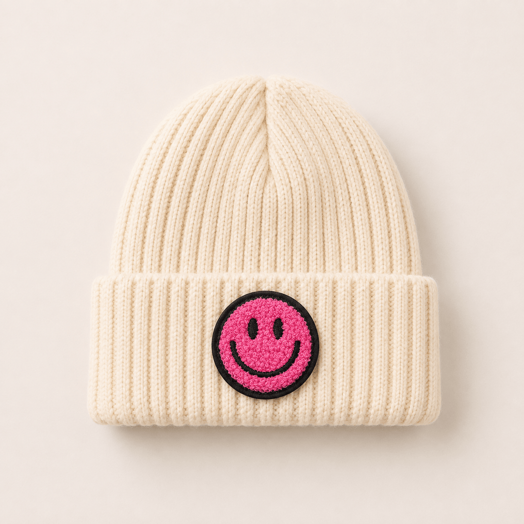 Best Day Ever Kids Baby & Toddler Hats Beige Smiley Face Beanie buy online boutique kids clothing