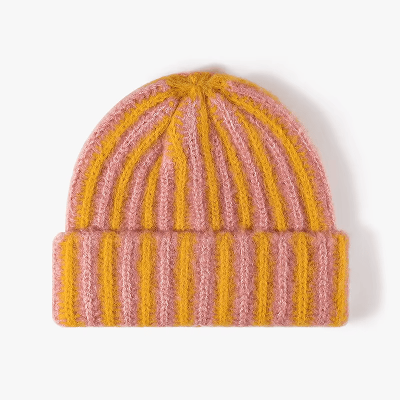Carousel Stripe Beanie in pink and orange stripes