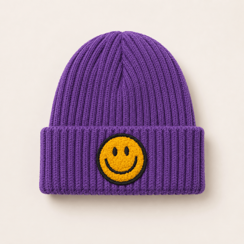 Best Day Ever Kids Baby & Toddler Hats Purple Smiley Face Beanie buy online boutique kids clothing