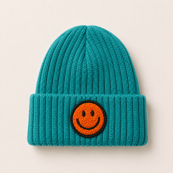 Best Day Ever Kids Baby & Toddler Hats Teal Smiley Face Beanie buy online boutique kids clothing
