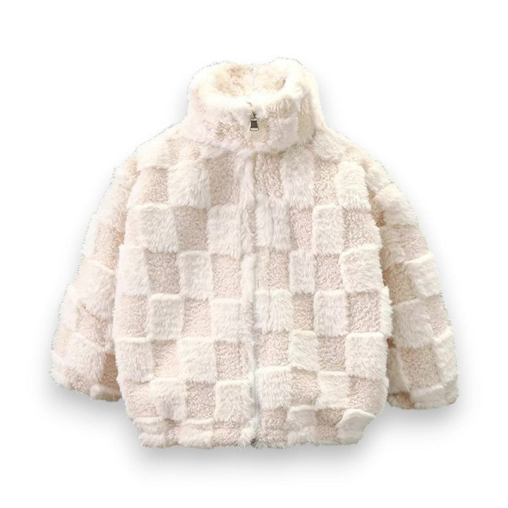 Best Day Ever Kids Baby & Toddler Outerwear 2T / Beige Checked Out Fleece Jacket buy online boutique kids clothing