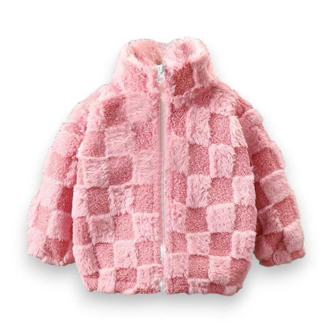 Best Day Ever Kids Baby & Toddler Outerwear 2T / Pink Checked Out Fleece Jacket buy online boutique kids clothing