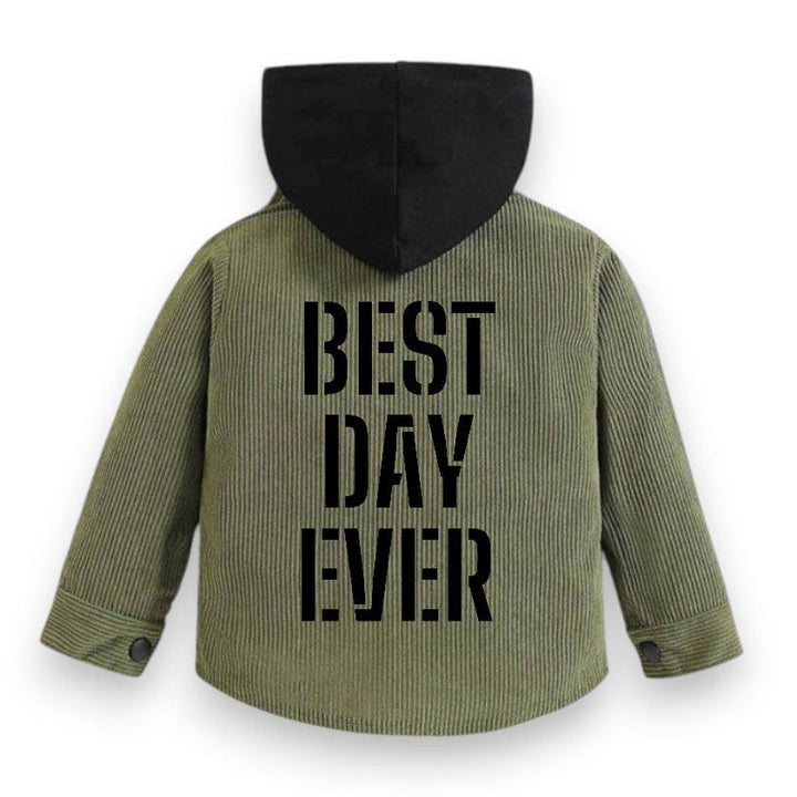 Best Day Ever Kids Baby & Toddler Outerwear Best Day Ever Corduroy Hoodie buy online boutique kids clothing