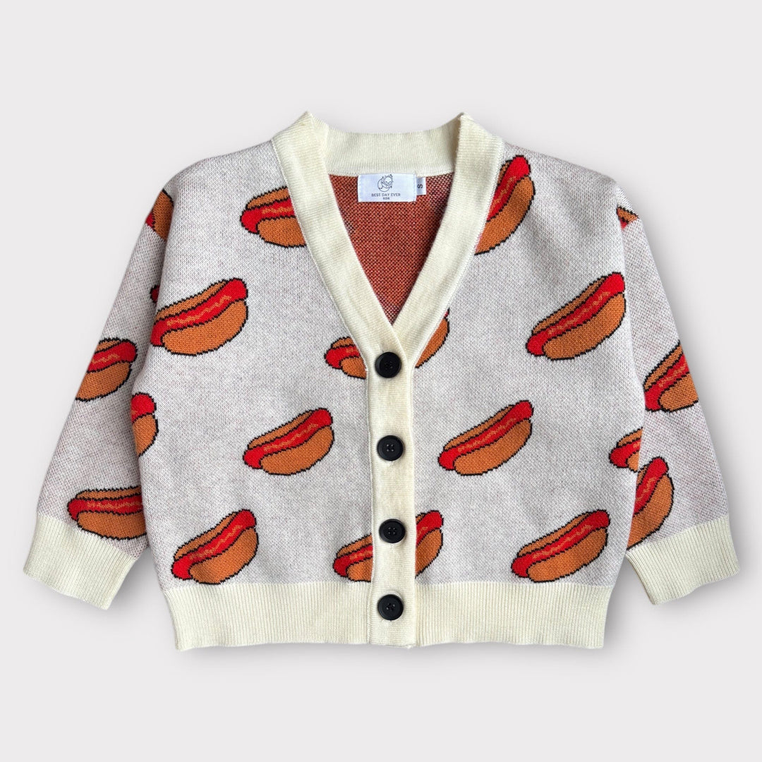 Best Day Ever Kids Baby & Toddler Outerwear Hot Dog! Cardigan buy online boutique kids clothing