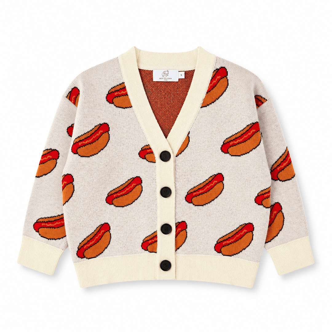 Best Day Ever Kids Baby & Toddler Outerwear Hot Dog! Cardigan buy online boutique kids clothing