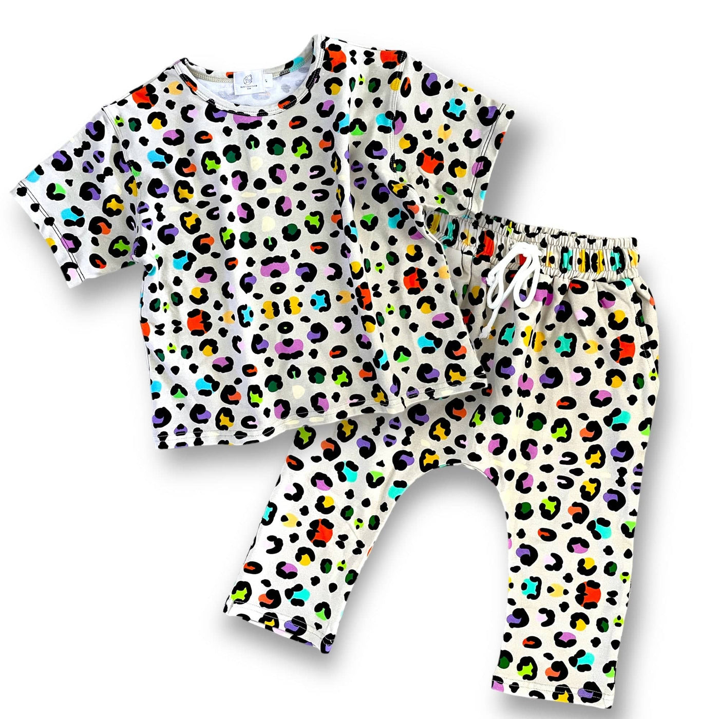 Best Day Ever Kids Baby & Toddler Outfits 6-12m BDE Signature Cropped Sweat Set - Loopy Leopard buy online boutique kids clothing