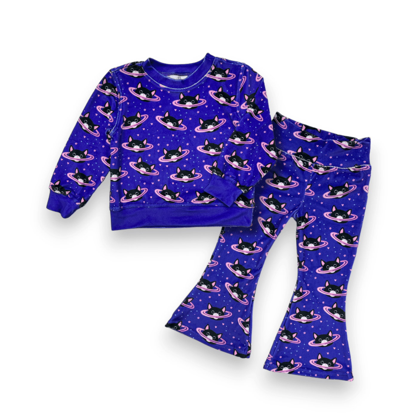 Best Day Ever Kids Baby & Toddler Outfits Retro Velvet Set - Space Cats buy online boutique kids clothing
