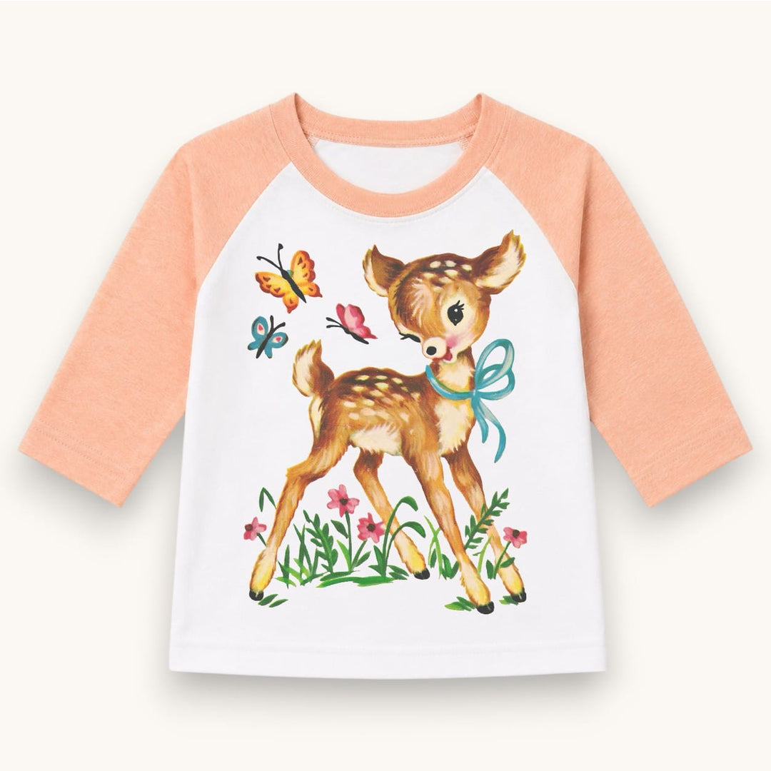 Best Day Ever Kids Baby & Toddler Tops 2T / Pink/Orange Little Doe Raglan Tee buy online boutique kids clothing