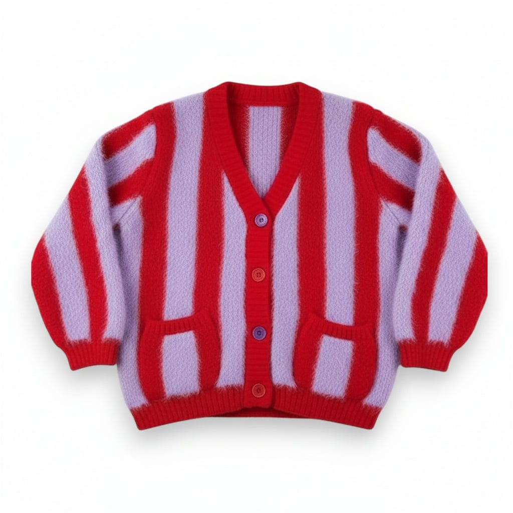 Best Day Ever Kids Baby & Toddler Tops Big Top Stripe Cardigan - Red buy online boutique kids clothing
