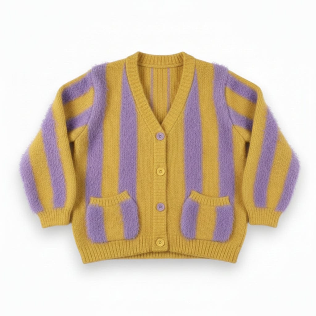 Best Day Ever Kids Baby & Toddler Tops Big Top Stripe Cardigan - Yellow buy online boutique kids clothing
