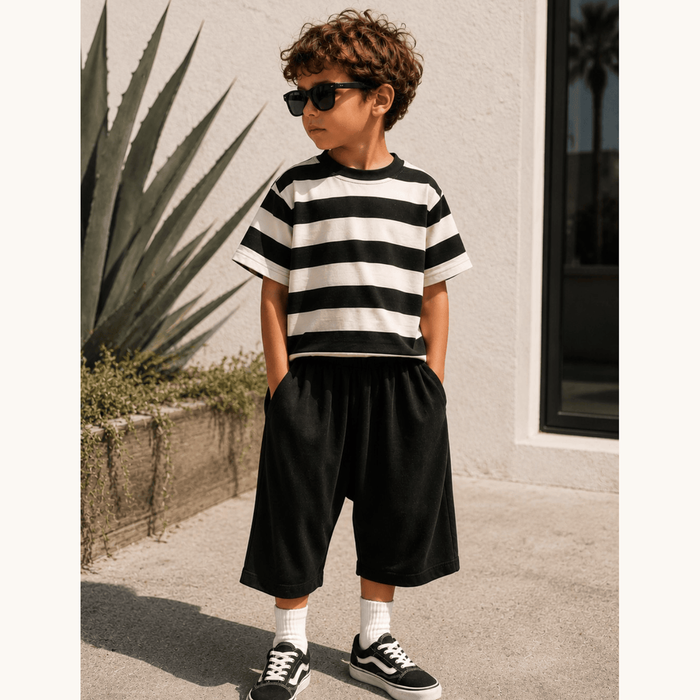 Best Day Ever Kids Baby & Toddler Tops Chunky Stripe Oversized Tee buy online boutique kids clothing