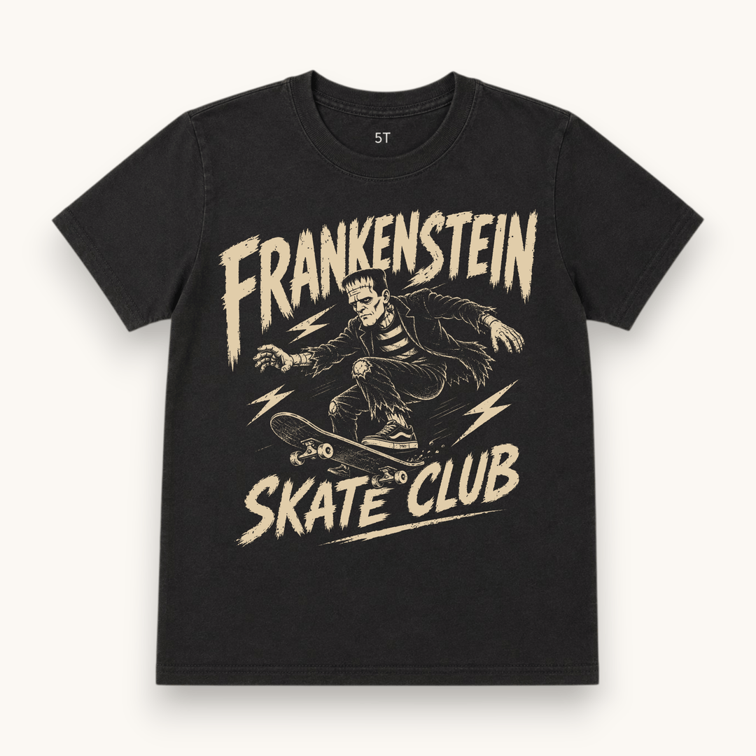 Best Day Ever Kids Baby & Toddler Tops Frankenstein Skate Club Vintage Halloween Tee buy online boutique kids clothing