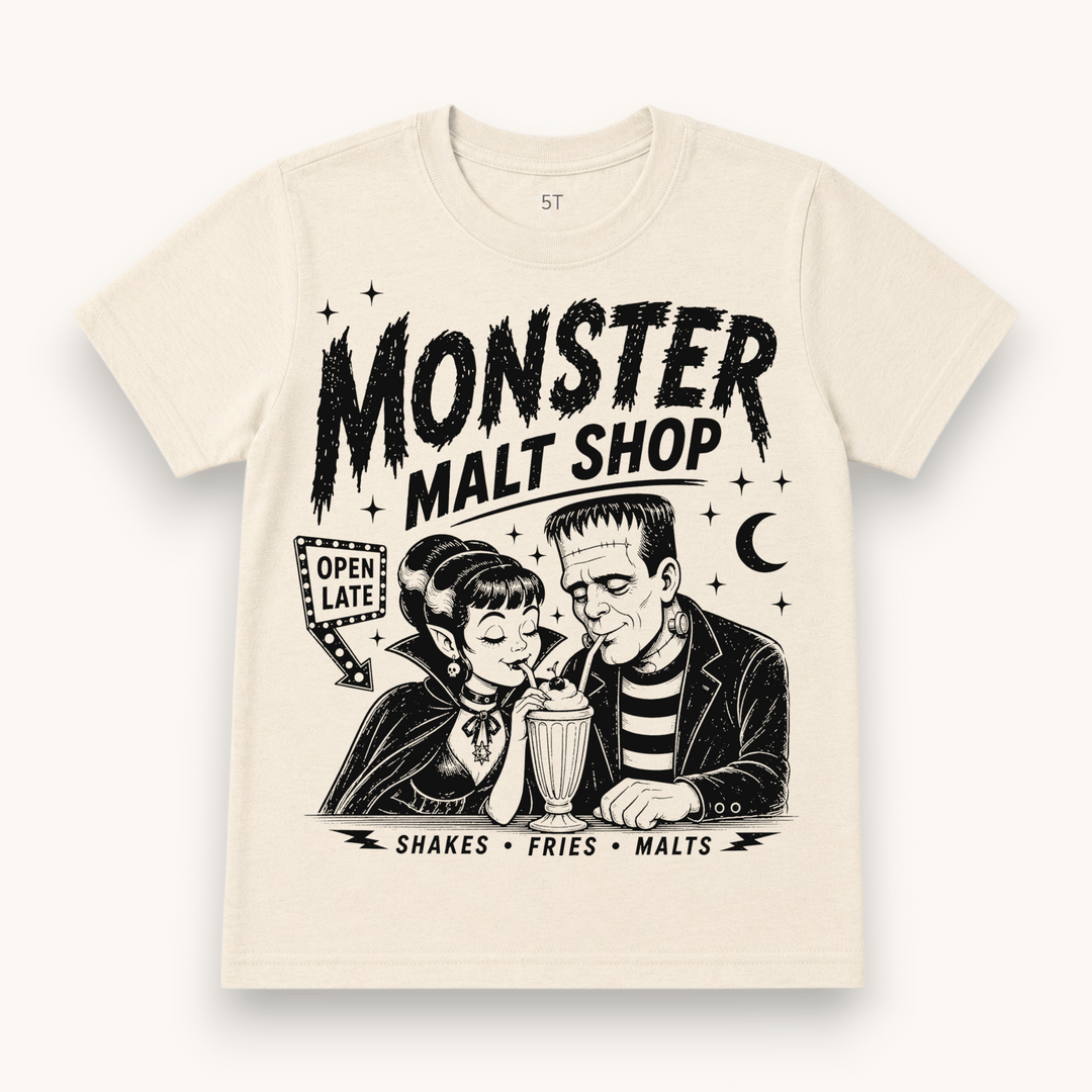 Best Day Ever Kids Baby & Toddler Tops Monster Malt Shop Vintage Halloween Tee buy online boutique kids clothing