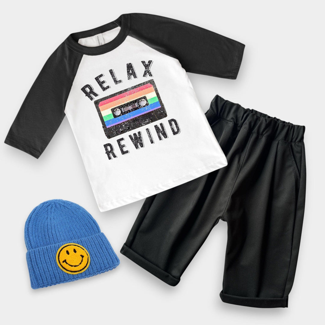 Best Day Ever Kids Baby & Toddler Tops Relax Rewind Raglan Tee buy online boutique kids clothing