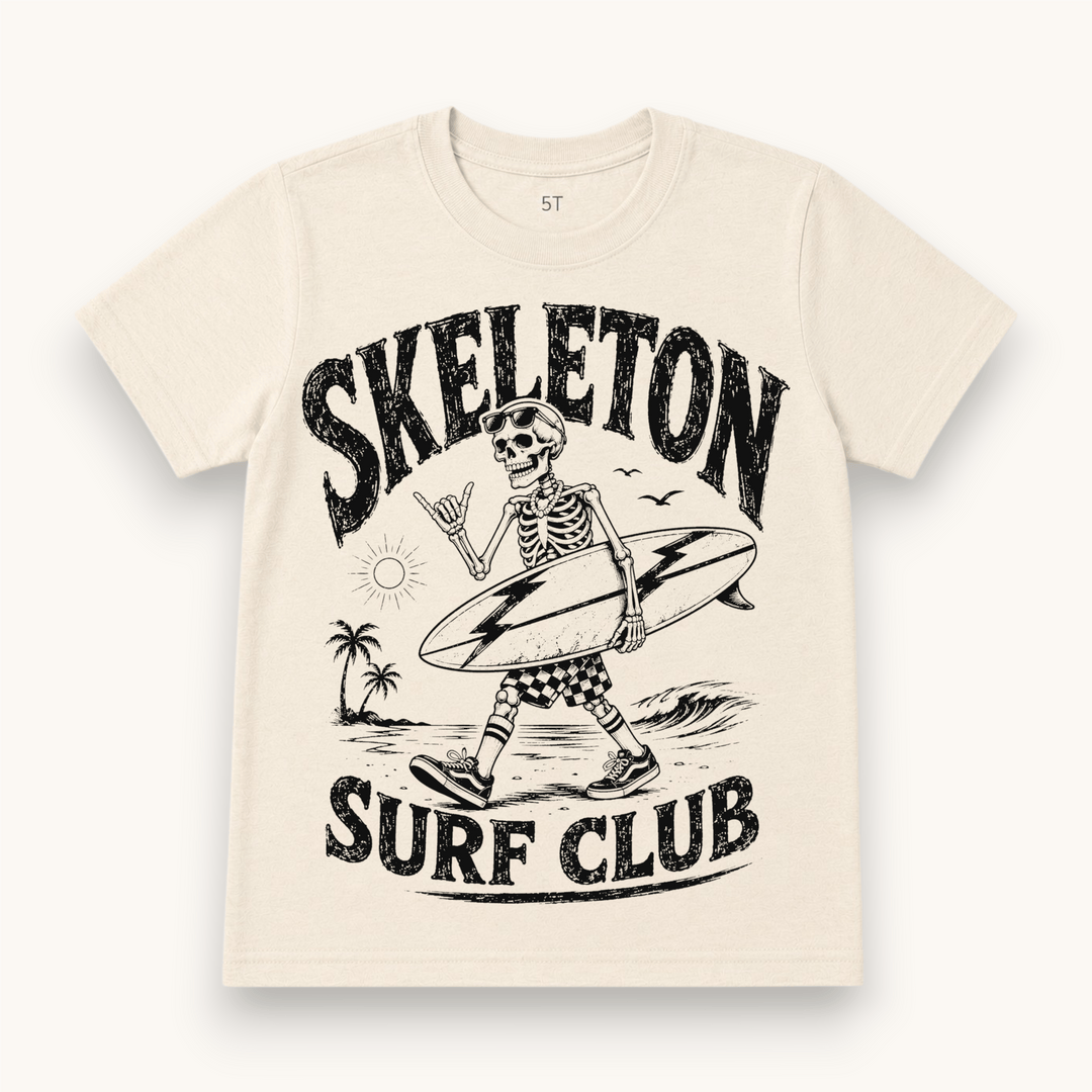 Best Day Ever Kids Baby & Toddler Tops Skeleton Surf Club Vintage Halloween Tee buy online boutique kids clothing