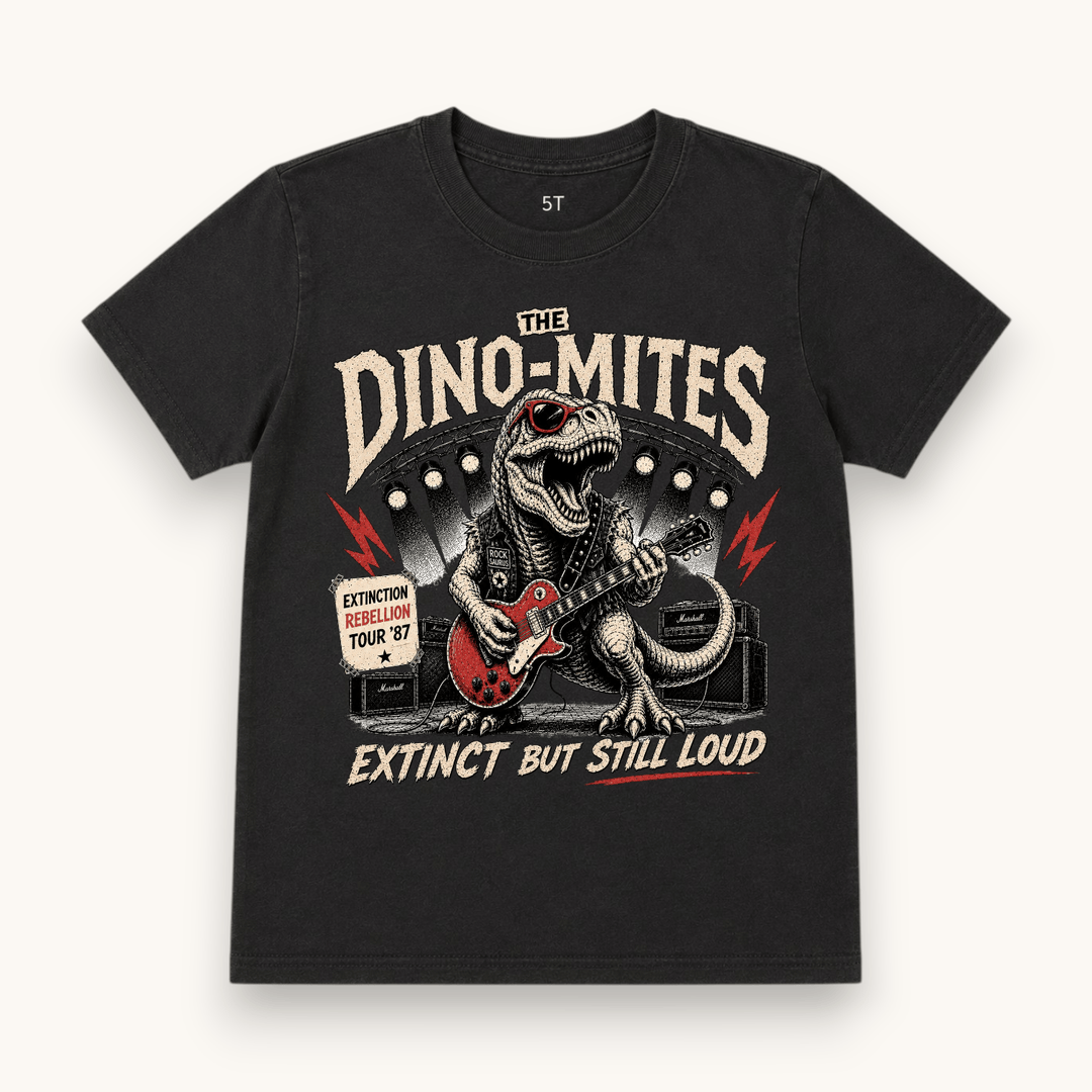 Best Day Ever Kids Baby & Toddler Tops The Dino-Mites Vintage Band Tee buy online boutique kids clothing