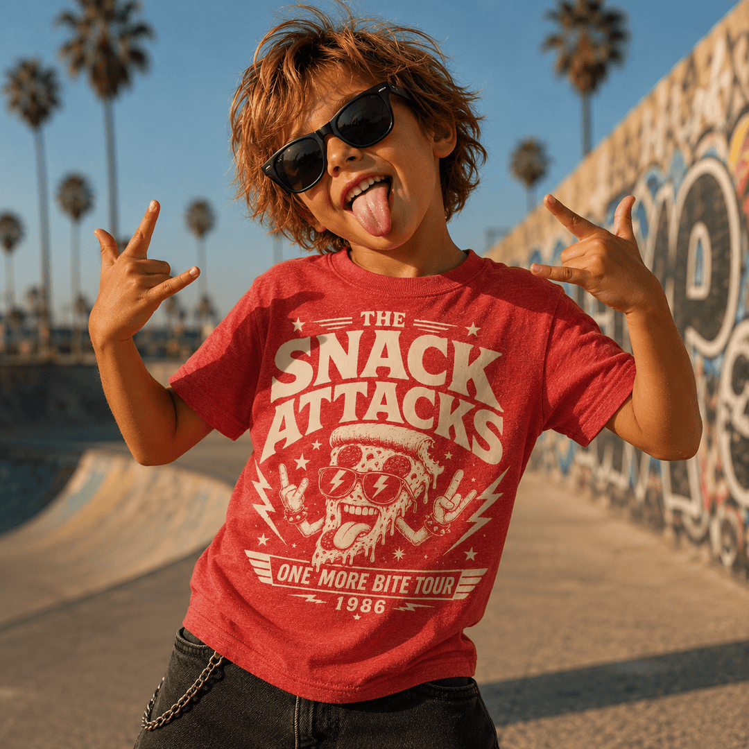 Best Day Ever Kids Baby & Toddler Tops The Snack Attacks Vintage Band Tee buy online boutique kids clothing