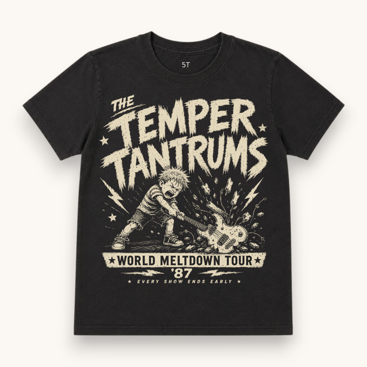 The Temper Tantrums Vintage Band Tee, black with a distressed World Meltdown Tour graphic