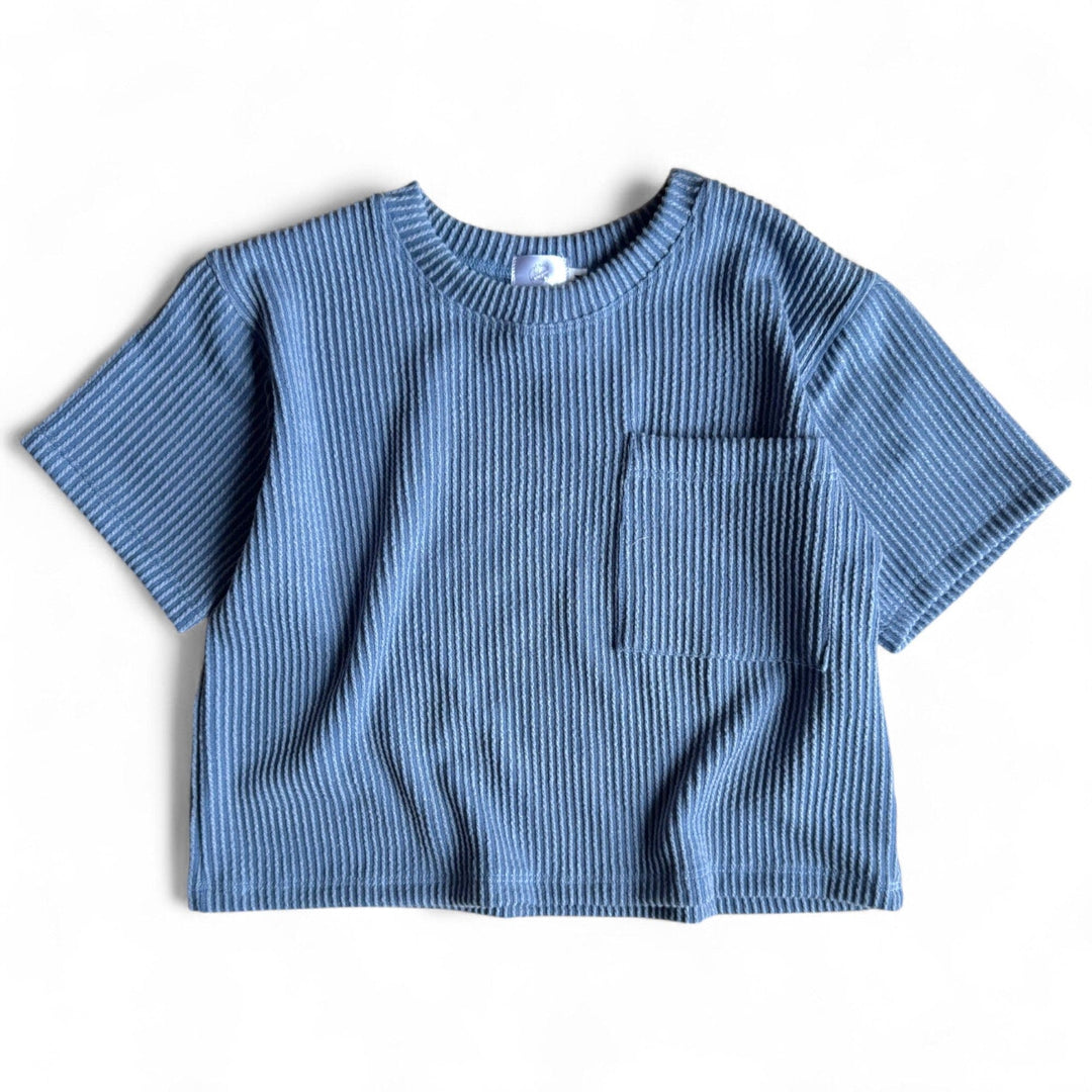 Best Day Ever Kids Baby & Toddler Tops Wavy Rib Oversized Tee - Blue buy online boutique kids clothing