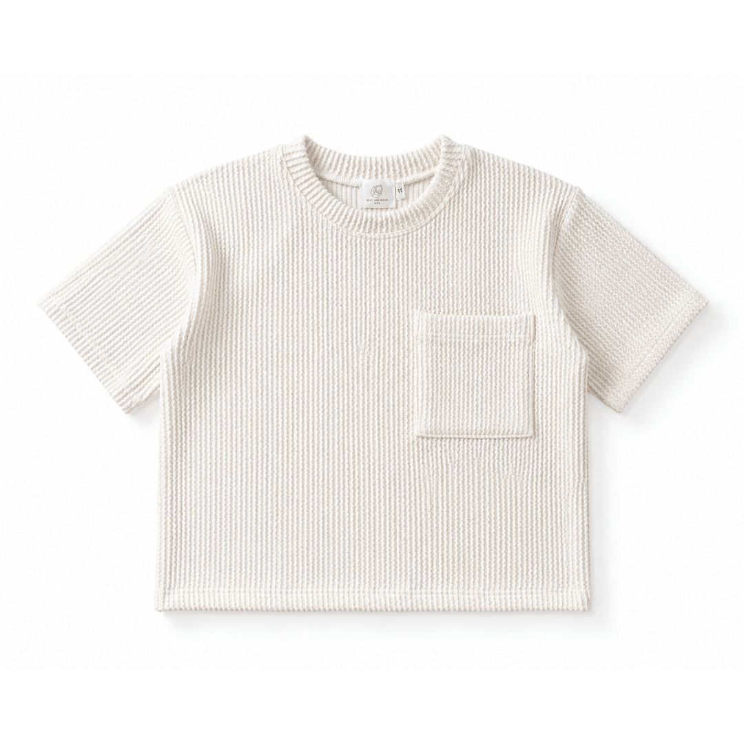 Best Day Ever Kids Baby & Toddler Tops Wavy Rib Oversized Tee - Cloud buy online boutique kids clothing