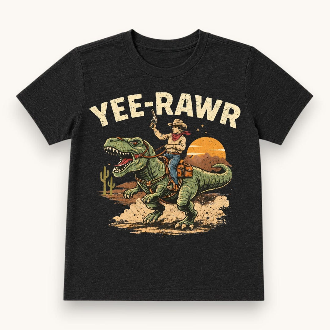 Best Day Ever Kids Baby & Toddler Tops Yee-Rawr Dino Cowboy Tee buy online boutique kids clothing
